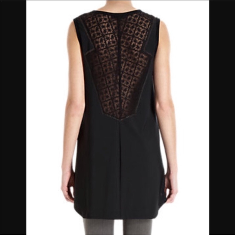 rag & bone Black Sleeveless Gyatri Top with Lace Detail